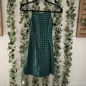 NWOT Urban Outfitters Green Checkered Tie Back Mini Dress